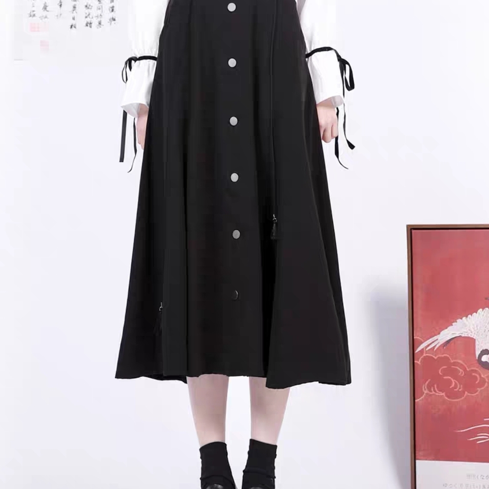 Elegant Black Button-Down Skirt